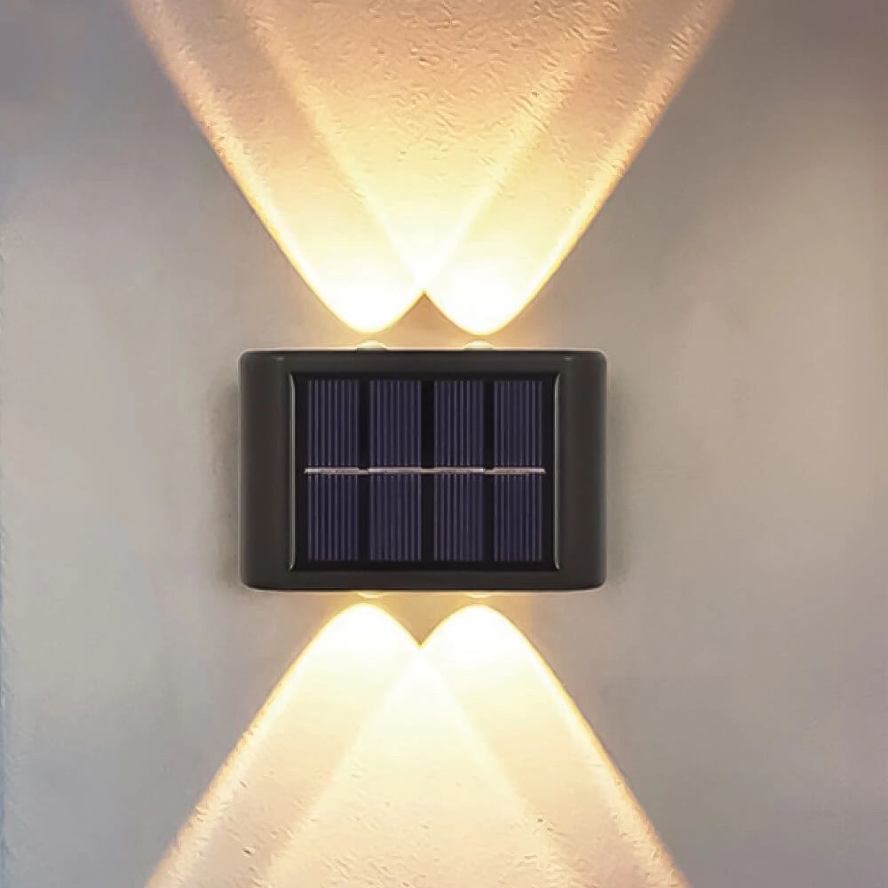 Solar up down wandlamp Sasha op zonne-energie - Zwarte buitenlamp met warm wit licht - Set van 2